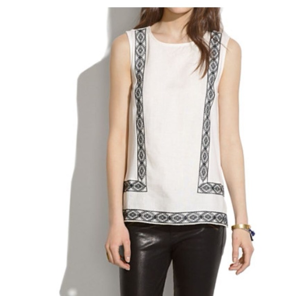 Madewell Tops - Madewell Linen Front Embroidery Tank A4578